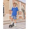 Arshiner Boys Summer Clothing Sets 3-button Short Sleeve Tee and Shorts Casual Outfits for 5-12 Years(Blue & Camouflage)