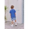 Arshiner Boys Summer Clothing Sets 3-button Short Sleeve Tee and Shorts Casual Outfits for 5-12 Years(Blue & Camouflage)