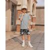 Arshiner Boys Summer Clothing Sets 3-button Short Sleeve Tee and Shorts Casual Outfits for 5-12 Years(Gray & Black Camouflage)
