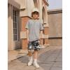 Arshiner Boys Summer Clothing Sets 3-button Short Sleeve Tee and Shorts Casual Outfits for 5-12 Years(Gray & Black Camouflage)