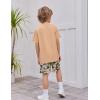 Arshiner Boys Summer Clothing Sets 3-button Short Sleeve Tee and Shorts Casual Outfits for 5-12 Years(Khaki & Desert Camo)