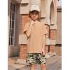 Arshiner Boys Summer Clothing Sets 3-button Short Sleeve Tee and Shorts Casual Outfits for 5-12 Years(Khaki & Desert Camo)