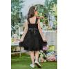 Arshiner Flower Girl Dress A-Line Formal Lace Party Dresses for Wedding Communion Princess Holiday Sundress with Belt(Black)