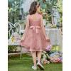 Arshiner Flower Girl Dress A-Line Formal Lace Party Dresses for Wedding Communion Princess Holiday Sundress with Belt(Dusty Pink)