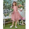 Arshiner Flower Girl Dress A-Line Formal Lace Party Dresses for Wedding Communion Princess Holiday Sundress with Belt(Dusty Pink)