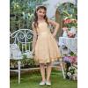 Arshiner Flower Girl Dress A-Line Formal Lace Party Dresses for Wedding Communion Princess Holiday Sundress with Belt(Ivory)