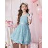 Arshiner Flower Girl Dress A-Line Formal Lace Party Dresses for Wedding Communion Princess Holiday Sundress with Belt(Light Blue)