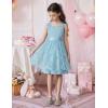Arshiner Flower Girl Dress A-Line Formal Lace Party Dresses for Wedding Communion Princess Holiday Sundress with Belt(Light Blue)