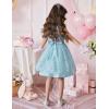 Arshiner Flower Girl Dress A-Line Formal Lace Party Dresses for Wedding Communion Princess Holiday Sundress with Belt(Light Blue)