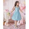 Arshiner Flower Girl Dress A-Line Formal Lace Party Dresses for Wedding Communion Princess Holiday Sundress with Belt(Light Blue)