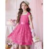 Arshiner Flower Girl Dress A-Line Formal Lace Party Dresses for Wedding Communion Princess Holiday Sundress with Belt(Peach Pink)