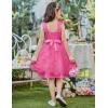 Arshiner Flower Girl Dress A-Line Formal Lace Party Dresses for Wedding Communion Princess Holiday Sundress with Belt(Peach Pink)