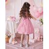 Arshiner Flower Girl Dress A-Line Formal Lace Party Dresses for Wedding Communion Princess Holiday Sundress with Belt(Pink)