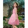 Arshiner Flower Girl Dress A-Line Formal Lace Party Dresses for Wedding Communion Princess Holiday Sundress with Belt(Pink)