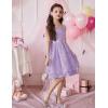 Arshiner Flower Girl Dress A-Line Formal Lace Party Dresses for Wedding Communion Princess Holiday Sundress with Belt(Purple)
