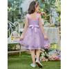 Arshiner Flower Girl Dress A-Line Formal Lace Party Dresses for Wedding Communion Princess Holiday Sundress with Belt(Purple)