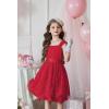 Arshiner Flower Girl Dress A-Line Formal Lace Party Dresses for Wedding Communion Princess Holiday Sundress with Belt(Red)