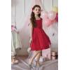 Arshiner Flower Girl Dress A-Line Formal Lace Party Dresses for Wedding Communion Princess Holiday Sundress with Belt(Red)