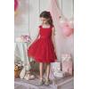 Arshiner Flower Girl Dress A-Line Formal Lace Party Dresses for Wedding Communion Princess Holiday Sundress with Belt(Red)
