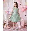 Arshiner Flower Girl Dress A-Line Formal Lace Party Dresses for Wedding Communion Princess Holiday Sundress with Belt(Sage)