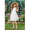 Arshiner Flower Girl Dress A-Line Formal Lace Party Dresses for Wedding Communion Princess Holiday Sundress with Belt(White)