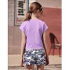 Arshiner Girls 2 Piece Outfit Summer Drop Shoulder Batwing Sleeve Tops and Paperbag Waist Shorts Set Cute Clothing Size 6-14(Purple-camouflage)
