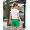 Arshiner Girls 2 Piece Outfit Summer Drop Shoulder Batwing Sleeve Tops and Paperbag Waist Shorts Set Cute Clothing Size 6-14(White-green)