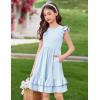 Arshiner Girls Dress Tween Boho Flutter Sleeve Tiered A Line Summer Dresses with Pockets(Blue)