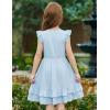 Arshiner Girls Dress Tween Boho Flutter Sleeve Tiered A Line Summer Dresses with Pockets(Blue)