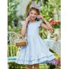 Arshiner Girls Dress Tween Boho Flutter Sleeve Tiered A Line Summer Dresses with Pockets(Blue)