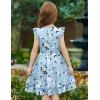Arshiner Girls Dress Tween Boho Flutter Sleeve Tiered A Line Summer Dresses with Pockets(Blue White Flower)