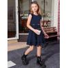 Arshiner Girls Dress Tween Boho Flutter Sleeve Tiered A Line Summer Dresses with Pockets(Dark Blue)