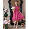 Arshiner Girls Dress Tween Boho Flutter Sleeve Tiered A Line Summer Dresses with Pockets(Hot Pink)