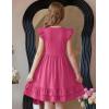Arshiner Girls Dress Tween Boho Flutter Sleeve Tiered A Line Summer Dresses with Pockets(Hot Pink)