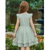 Arshiner Girls Dress Tween Boho Flutter Sleeve Tiered A Line Summer Dresses with Pockets(Light Green)