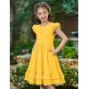 Arshiner Girls Dress Tween Boho Flutter Sleeve Tiered A Line Summer Dresses with Pockets(Turmeric)