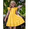 Arshiner Girls Dress Tween Boho Flutter Sleeve Tiered A Line Summer Dresses with Pockets(Turmeric)