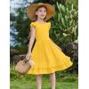Arshiner Girls Dress Tween Boho Flutter Sleeve Tiered A Line Summer Dresses with Pockets(Turmeric)