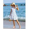 Arshiner Girls Dresses Flutter Sleeve A-Line Sundress Casual Summer Tiered Swing Midi Pocket Dress(Blue Floral)