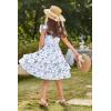 Arshiner Girls Dresses Flutter Sleeve A-Line Sundress Casual Summer Tiered Swing Midi Pocket Dress(Blue Floral)