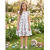 Arshiner Girls Dresses Flutter Sleeve A-Line Sundress Casual Summer Tiered Swing Midi Pocket Dress(Purple Floral)