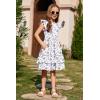 Arshiner Girls Dresses Flutter Sleeve A-Line Sundress Casual Summer Tiered Swing Midi Pocket Dress(Purple Floral)