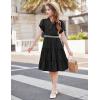 Arshiner Girls Dresses Summer Ruffle Sleeve Swiss Dot V Neck Twirl Birthday Party Midi Dress with Pockets(Black)