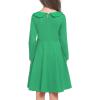 Arshiner Girls Long Sleeve Dress Casual Vintage Peter Pan Collar Swing Party Dress Age 3-14 Years(Green)