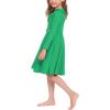 Arshiner Girls Long Sleeve Dress Casual Vintage Peter Pan Collar Swing Party Dress Age 3-14 Years(Green)