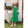 Arshiner Girls Maxi Summer Short Flutter Sleeve Casual Dress with Pockets for 4-14 Y(Green)