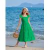 Arshiner Girls Maxi Summer Short Flutter Sleeve Casual Dress with Pockets for 4-14 Y(Green)