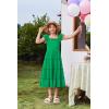 Arshiner Girls Maxi Summer Short Flutter Sleeve Casual Dress with Pockets for 4-14 Y(Green)