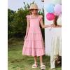 Arshiner Girls Maxi Summer Short Flutter Sleeve Casual Dress with Pockets for 4-14 Y(Pink)