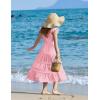 Arshiner Girls Maxi Summer Short Flutter Sleeve Casual Dress with Pockets for 4-14 Y(Pink)